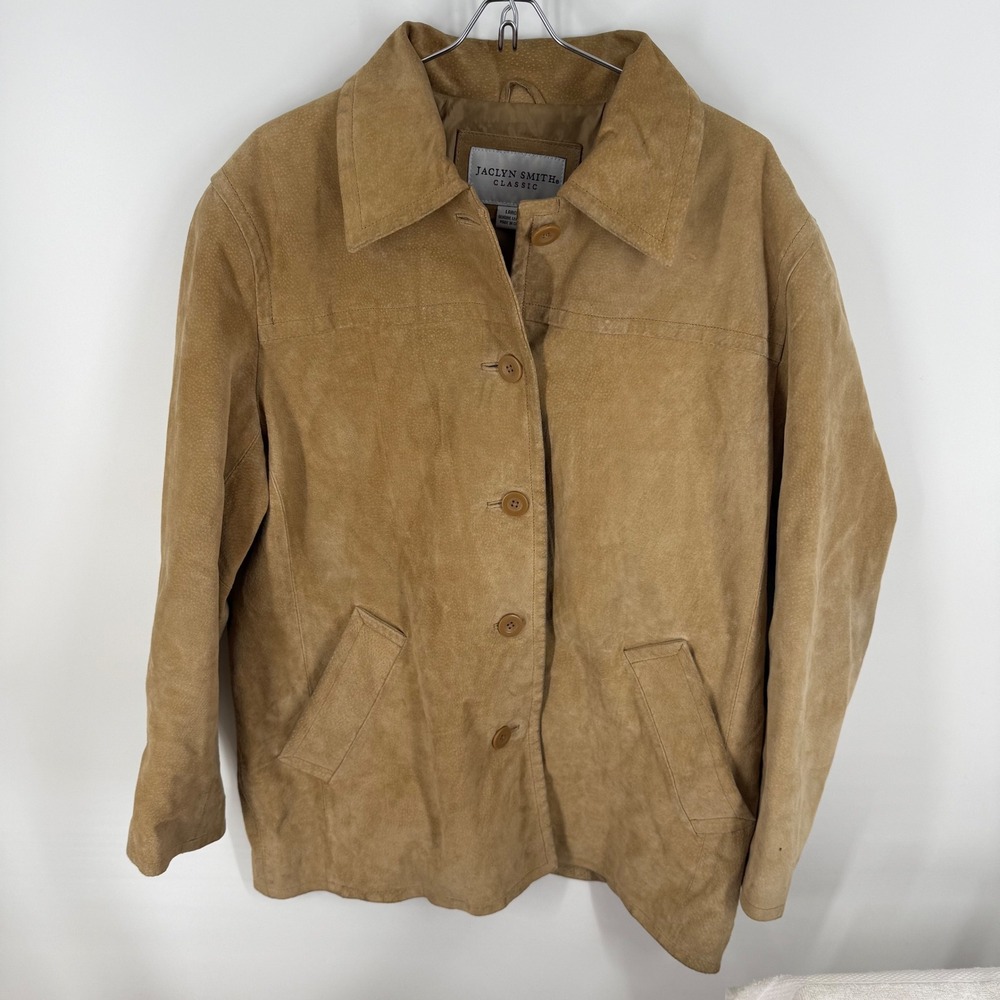 Jaclyn Smith Y2K Classic UNISEX Genuine Leather Suede Jacket‎ Tan Size Large